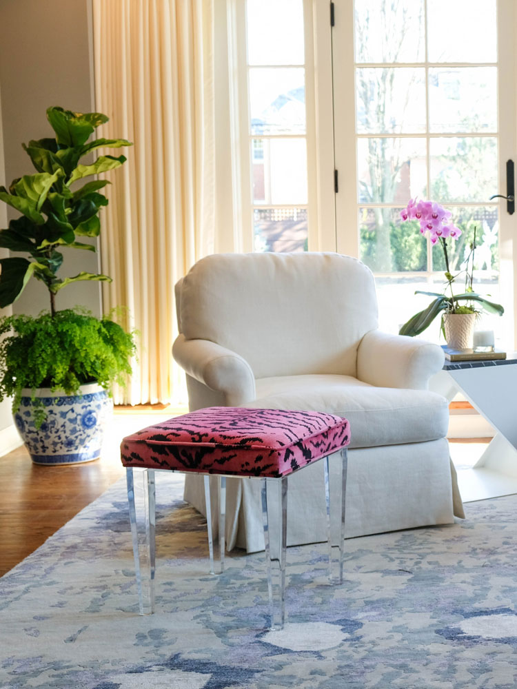Marti Napolitano Interiors living room project photo featuring a chair and stool.